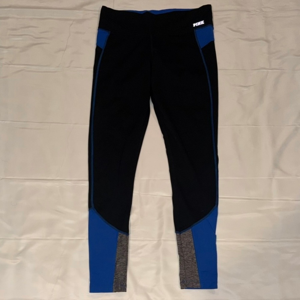 PINK‎ Ultimate Yoga Leggings Womens Small Black Blue Colorblock Activewear